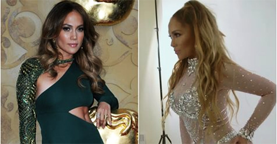 A side by side picture of jennifer lopez